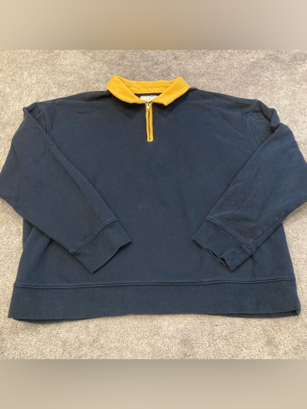 Old Navy Rugby Polo Sweatshirt Men’s Plus Size XXL 1/4 Zip Blue Yellow Collar